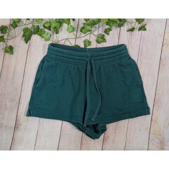 Girlfriend Collective Women's Classic Sweat Shorts Cotton Green Tie Waist Sz Sma - Picture 1 of 6